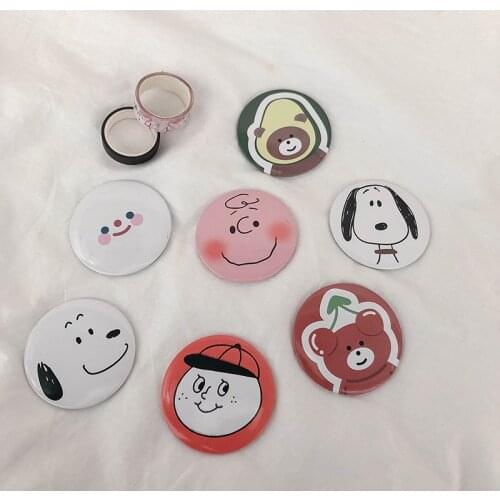 1PCs Mini Portable Makeup Mirror Cartoon Pattern Compact Pocket Cosmetic Mirror Cute Round Mirrors Beauty Skin Care Tools