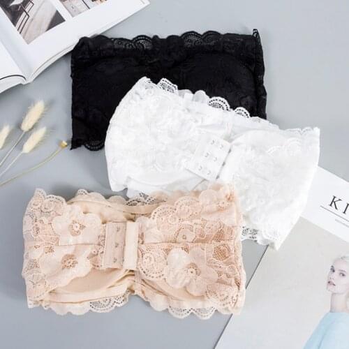 1Pc Sexy Womens Lace Floral Bralet Bra Bustier Back Closure Bandeau Crop Top Padded Bra Bralette Strapless Tube Top Lingerie
