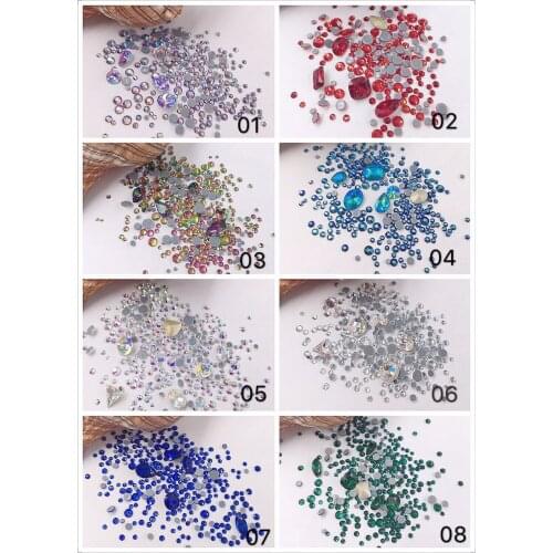 1Bag Cute High Quality Mixed Different Size Different Shape Crystal Gem Stone Nail Art Gem Approx.300pcs/bag