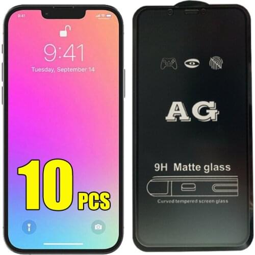 10pcs AG Matte Tempered Glass 9H Flim Anti-Fingerprint Screen Protector For iPhone 13 Pro Max 12 Mini 11 XS XR X 8 7 6 Plus SE