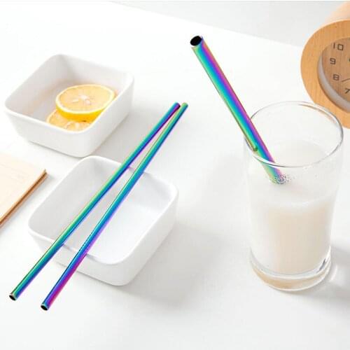 2Pcs/Set Portable Creative Straw Kitchen Tools Stainless Steel Juice Straws Household Lengthen Straw Party Tool