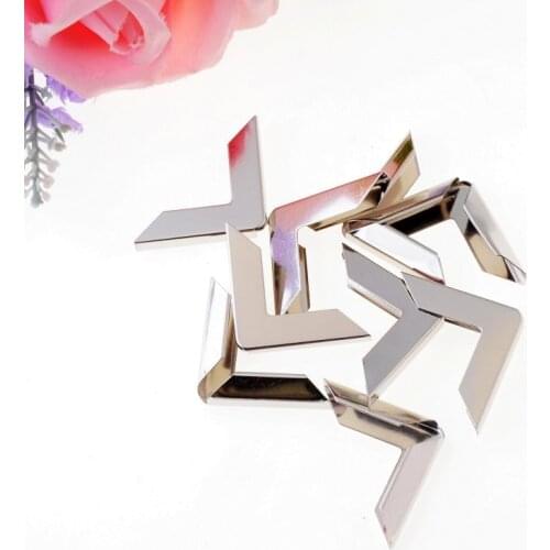 25PCs Book Scrapbooking Albums Menus Folders Corner Protectors Silver Tone(Fits 6mm thick) 30x43mm F1208