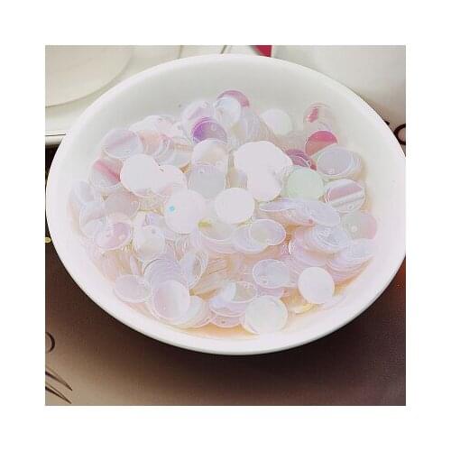360pcs Large Round Sequins 20mm PVC Sequin Flat Round Paillette Hologram Sequins Decoration With Side Hole Transparent White AB