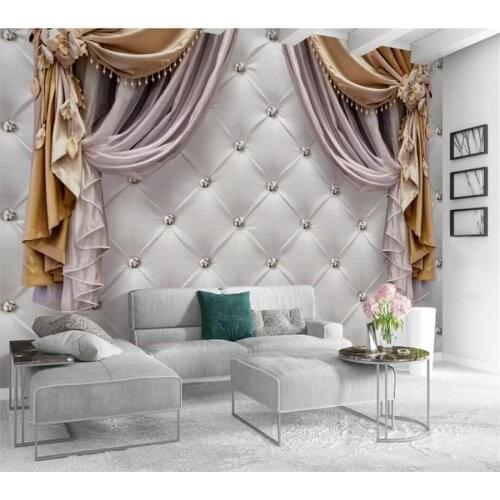 Beibehang papel de parede custom wallpaper 3d mural European style curtains soft bag TV backdrop wall living room 3d wallpaper
