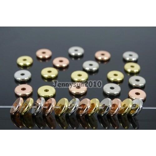 4mm Solid Metal Round Rondelle Slice Bracelet Necklace Connector Spacer Charm BeadsSilver Gold Rose Gold 500Pcs/Pack