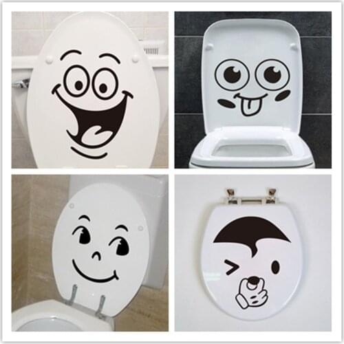 6 design Cute Funny Smile Face bathroom wash room Toilet Art Home decor wall stickers Shop Office Toilet Decoration