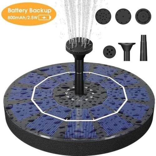 6 Nozzle Solar-Powered Bird Fountain Kit Bath Fountain New Upgrade Free Standing Solar Panel Kit Water Floating Garden Decors