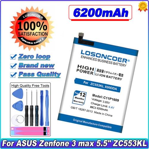 LOSONCOER C11P1609 5850mAh Battery For ASUS Zenfone 3 max 5.5" ZC553KL X00DDA Zenfone 4 max 5.2" ZC520KL X00HD Battery