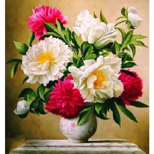 3D DIY Diamond Painting Cross Stitch Diamond Embroidery Peony Flower Crystal square diamond painting Drill Home Decor A727J