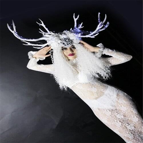 BC56 Singer sexy Mermaid skirt ballroom dance led costumes luminous light bodysuit sexy jumpsuit clothe bar outfit dresses disco