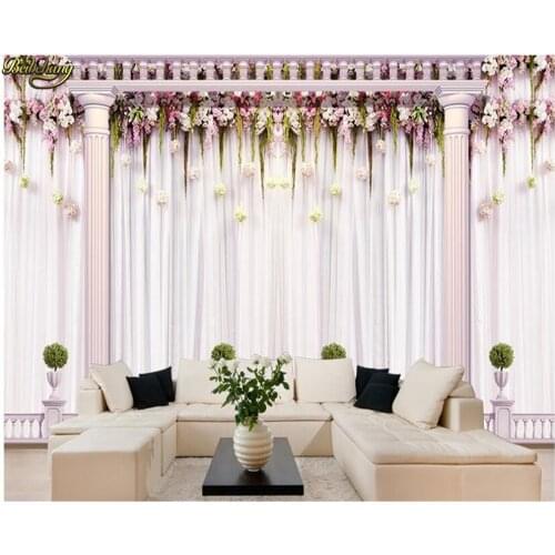 Beibehang Custom photo designs room mural Non-woven Space romantic wedding curtain background painting wallpape for walls 3 d