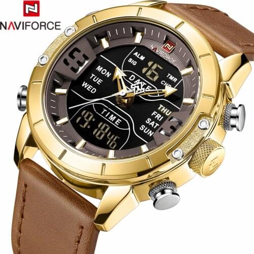 NAVIFORCE Watches Men’s Top Luxury Brand Men Leather Quartz Man Analog Clock Waterproof Military Wrist Watch Relogio Masculino