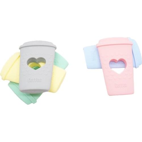 Chenkai 10PCS Silicone Coffee Cup Teether Baby Teething Nursing Teether BPA Free For Infant Chewable Silicone Pacifier Accessory