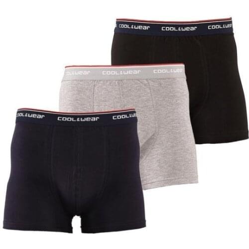 Cool & Wear 15701 Male Black Gray Navy Blue Triple Boxer Package 1