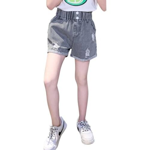 Jeans Girl Hole Girls Short Jeans Pants Cuffs Jeans Kids Casual Style Clothes For Girls 6 8 10 12 14
