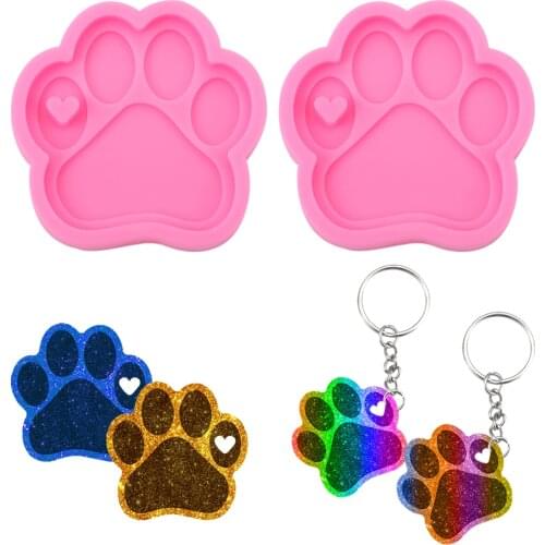 1Set Cat Paw Silicone Mould with Keyring Epoxy Resin Keychain Mold Mold Pendant Jewelry Handmade Making Tool Resin Crafts
