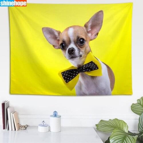 Chihuahua Tapestry Animals Dogs Wall Hanging Wall Tapestry Psychedelic Farmhouse Decor Dorm Room Wall Carpet Wall Blanket
