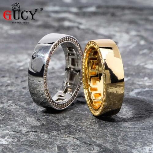 GUCY New Hip Hop 925 Sterling Silver Engagement Rings Iced Out Cubic Zircon Ring Man Womens Jewelry For Gifts Party
