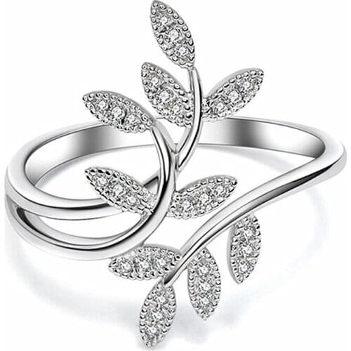 Exquisite Zircon Leaf Ring For Women Jewelry 2021 Trend Silver 925 Sterling Girls Engagement Ring Female Finger Hand Bijou