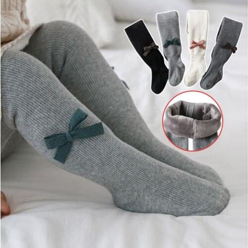Girls Tights Princess Bowknet Baby Girls One-Piece Pantyhose Baby Autumn and winter Toddler Kid Girl Ribbed Stockings