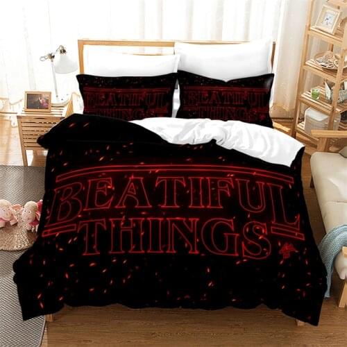 Popular Movie 3d Stranger Things Bedding Set Bed Linen Bedclothes Duvet Cover Set with Pillowcase Europe/Australia/USA King Size
