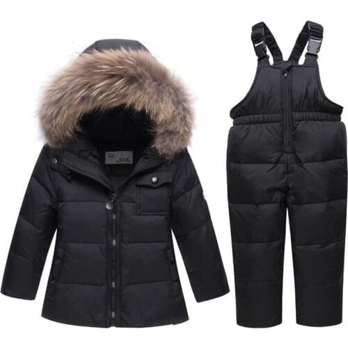 Boys down clothing sets coats+pants fashion girls down sets casual winter kids baby 2 pcs sets down snow sets solid color