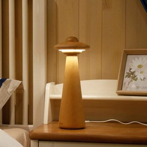 Creative Bedroom Desk Bedside Decoration Solid Wood Table Lamp UFO Table Light with German Red Dot Award