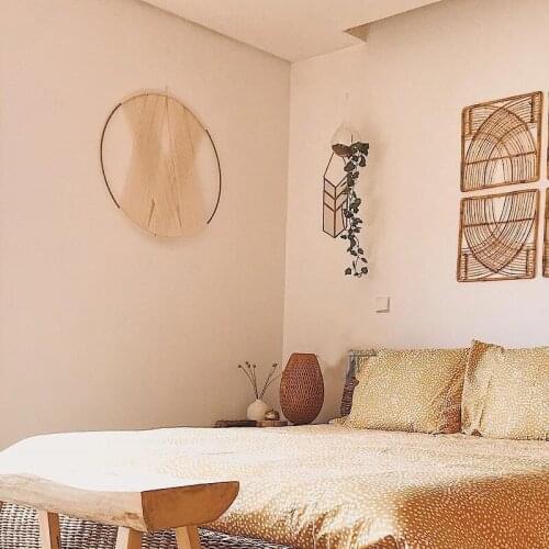 Creative Round Wall Decoration Macrame Wall Hanging Nordic Simple Gold Hoop Cotton Woven Tapestry Hanging Ornaments Mandala