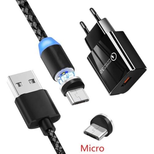 Magnetic Micro usb Charge Cable For Samsung Galaxy Motorola E6s E6 Plus Huawei honor Meizu android Phone QC 3.0 USB Fast charger