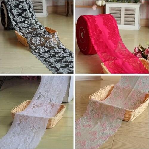 MLAEY 2 yds/lot, Hair Decoration Wide Elastic Stretch Lace Trim wedding dress skirt lace ribbon