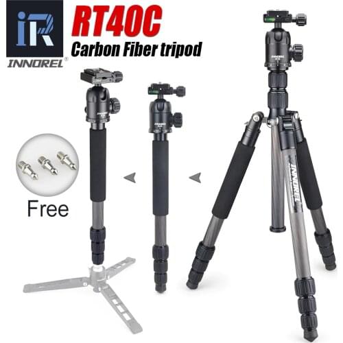 INNOREL RT40C Carbon Fiber Camera Tripod Professional Travel Compact Tripod Video Monopod with Quick Release Plate & Ball Head