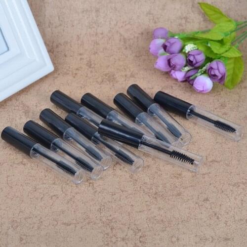 MUB 10 ml 50 pcs Black Cap Empty Eyelashes Tube Container Vials With Plug Reusable Portable Bottle Makeup Accessories