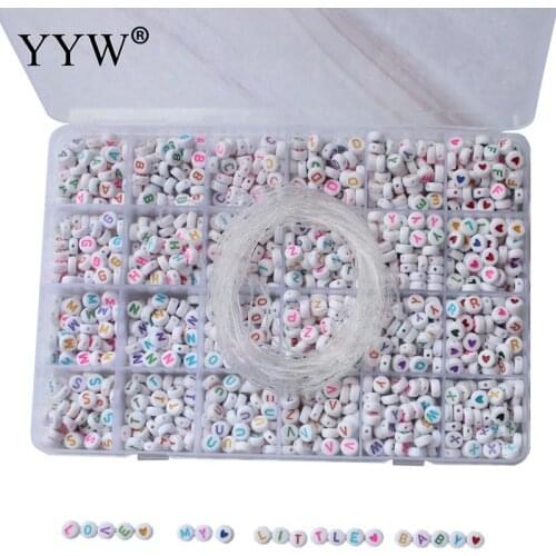 1620pcs/Box Diy String Beads Set with Plastic Box Mixed Colors Letter Beads Fit Diy Jewelry Making Bracelet Necklace Accessories