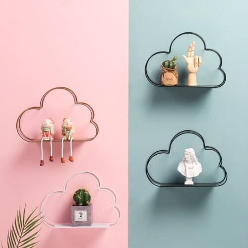 Homelily Cloud Iron Wall Shelves Decorative Nordic Style Simple Wall Shelf Without Punching Hanging Living Room Home Decor