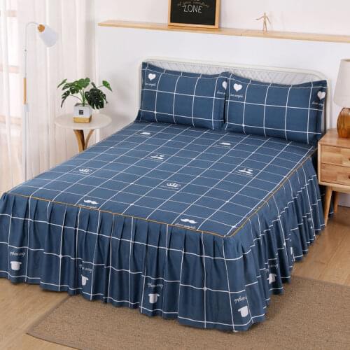 Fitted Bed Skirt New House Decoration Fashion Household Bedding Korean Mattress Cover Sheet Bed Sheet with 2pcs Pillowcase F0023