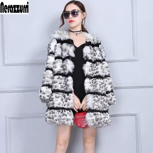 Nerazzurri Leopard Coat Women Furry Fluffy Winter Faux Fur Jacket Luxury Warm Female Plus Size Fake fox Fur Coats 5XL 6XL 7XL
