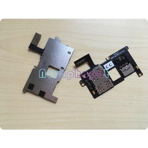 Novaphopat For Lenovo Vibe P1 P1a42 P1c58 P1c72 SIM Card Tray And Memory SD Card Holder Flex Cable Replacement Parts + Tracking