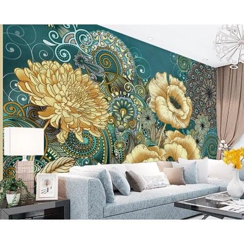 Beibehang Custom wallpaper hand-painted vintage floral European TV background wall living room bedroom background 3d wallpaper