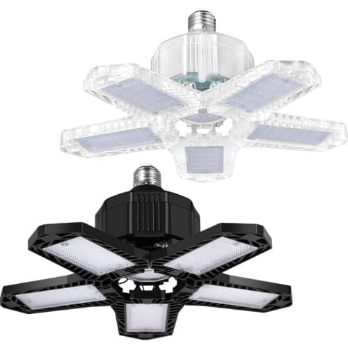 5-Leaf Garage Light 100W/120W Deformable LED Folding Ceiling Light 8000LM 137pcs 2835 SMD for Courtyard, Basement, Storage Room