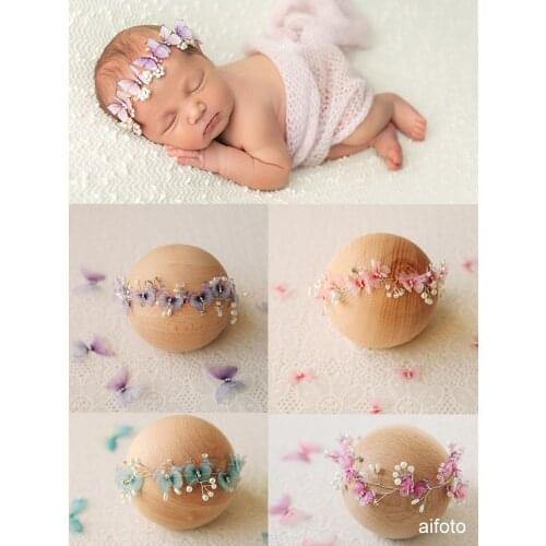 Newborn Photography Props Fairy Butterfly Pearl Headband Month Mileston Headwear Headdress Fotografia Studio Shoots Photo Prop