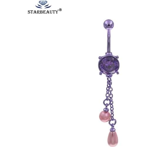Starbeauty 1Pc Elegant Purple Color Pink Pearl Belly Button Rings Women Fashion High Quality Pircing ombligo pirsing ombligo