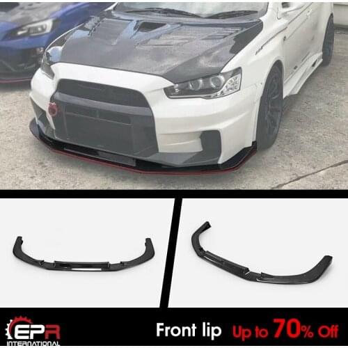 VRS17 UTM Style Carbon Glossy For MITSUBISHI EVO10 Front lip Bumper Spillter Under Spoiler Exterior Kit