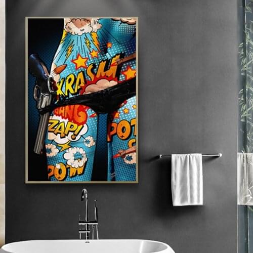 WANGART Graffiti Nude Women Body Oil Painting wall art Poster Canvas Wall Pictures Living Room Posters and Prints Home Decor