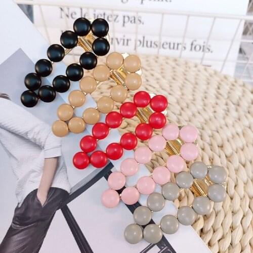 Fashion Solid Color Leather Beads Hairpins Hair Clips for Women Hollow Geometric Waterdrop Hairgrip Hair Accessories