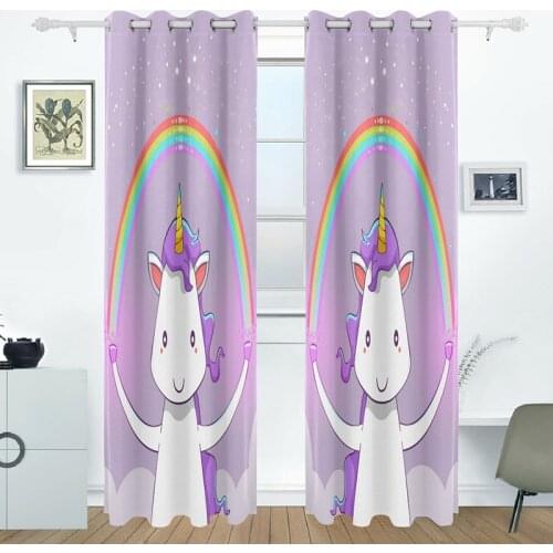 Lovely Unicorn Blackout Curtains For Living Room Bedroom Kitchen Cortinas Printed Pastoral Style Window Treatments Home Decor