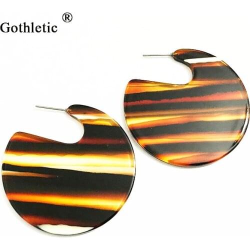 Gothletic 48mm Disc Acetate Earring Round Brown Resin Earrings for Women Fashion Jewelry 2019 NEW