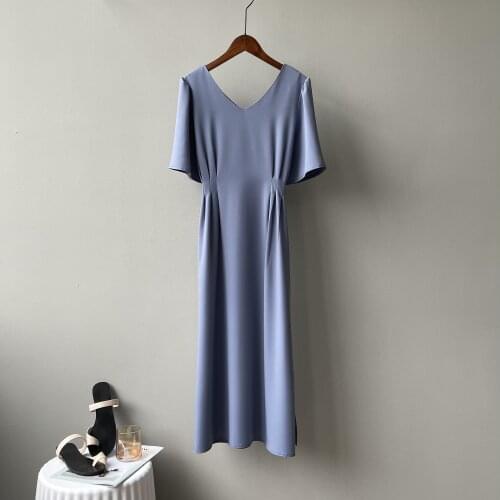 Women Dresses 2021 Summer Fashion Temperament lacing Split fork Dress V-Neck Women Casual Vacation Long Dresses Vestido