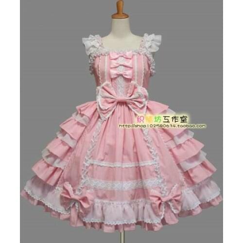 OLOMLB Womens Sweet Lolita Cosplay Costume Lace Gothic Dolly Dress Prom Lolita Girls Sweet 6Colors Custom Made