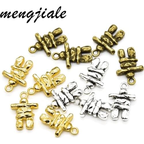 12pcs Antique Silver Tone stone man charms Scarecrow Pendants fit DIY handmade Jewelry Bracelet Making Accessories 21*14mm