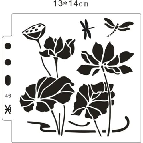 13*14cm Lotus pond Cover templat scrapbook stencils spray plastic mold shield DIY cake hollow Embellishment printing lace ruler